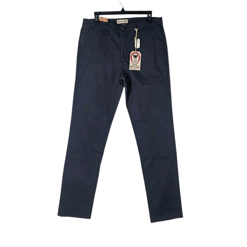 Devil-Dog Dungarees Slim Chino Pants Mens 32x32 Gray Concord Tapered Stretch NWT
